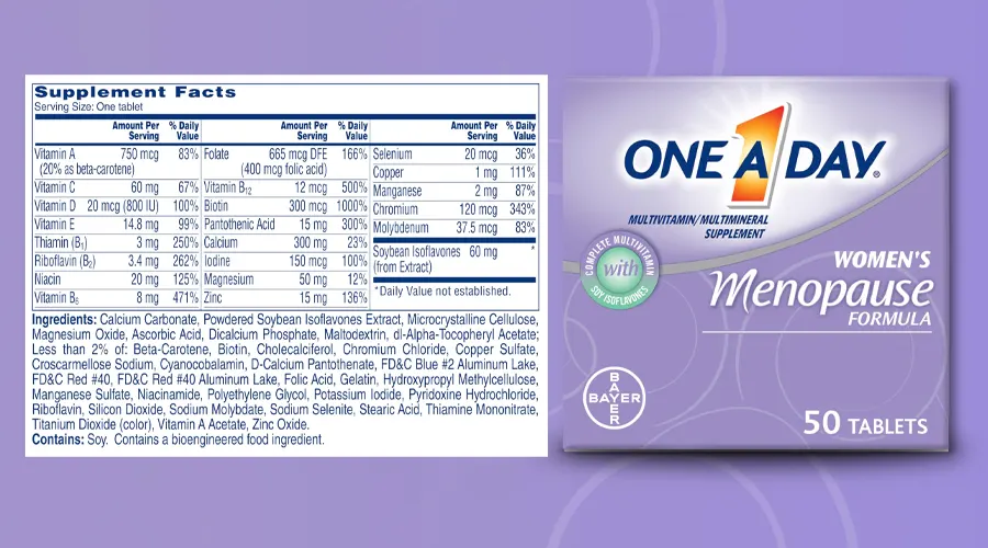 One A Day Menopause Ingredients